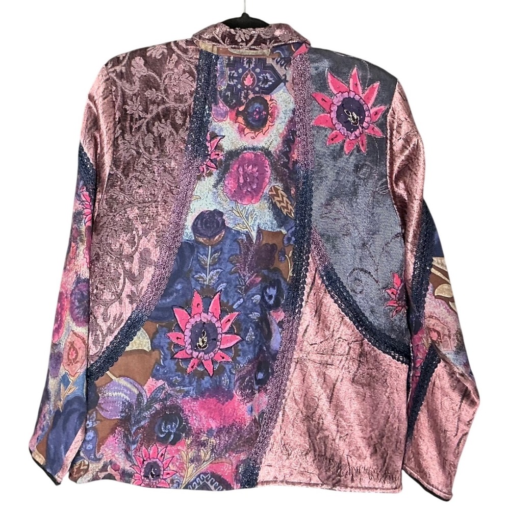 Whimsigoth Patchwork Tapestry Jacket Boho Gothic … - image 4